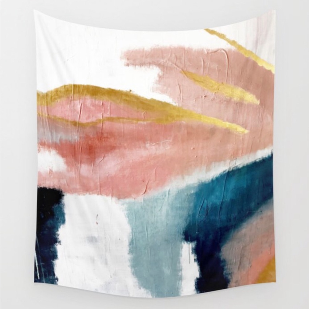 Society 6 gold, pink, and blue wall tapestry